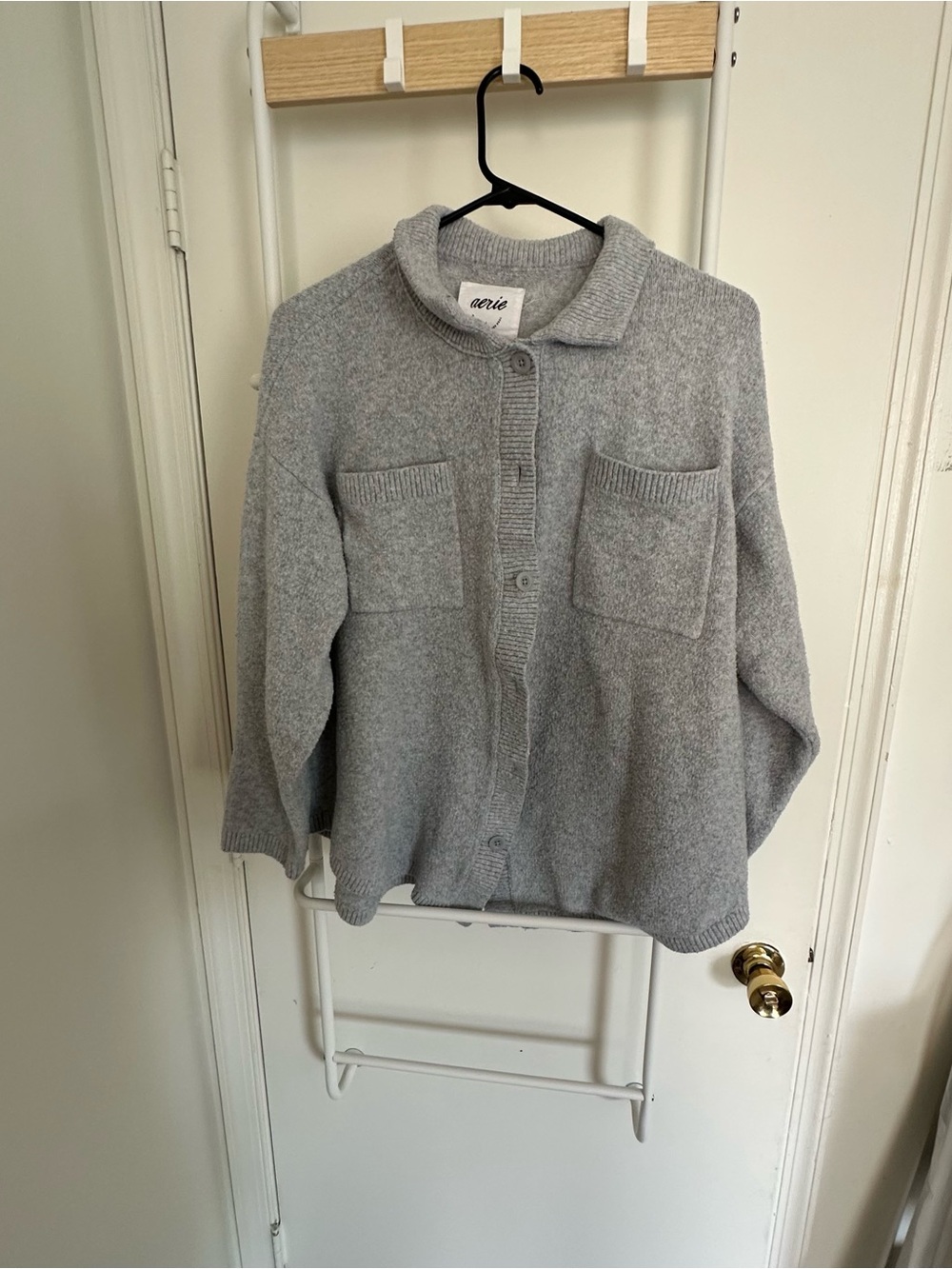 aerie Heather Gray Knit Button Cardigan